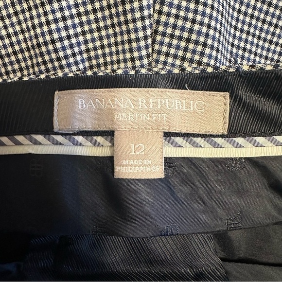 Banana Republic Wool Plaid Martin Fit Ankle Pant Lined Trouser Size 12 - Picture 3 of 5